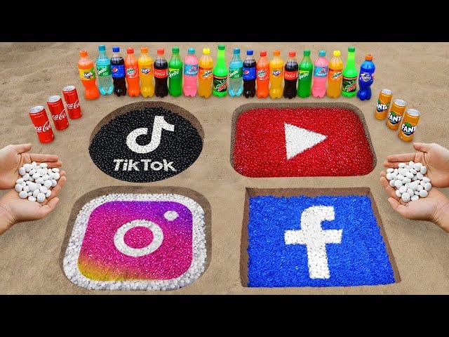 Coca-Cola & Mentos vs TikTok, Instagram, Facebook, YouTube Logos with Orbeez | Best Experiments