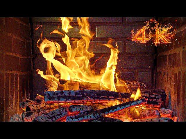 Beautiful Fireplace Burning 4K 10 HOURS on TV & Crackling Fire Sounds for Relaxation, Sleep, Study