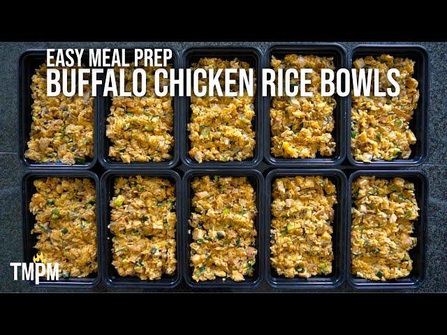 Meal Prep Buffalo Chicken Rice Bowls | Under 500 Calories, 37g Protein