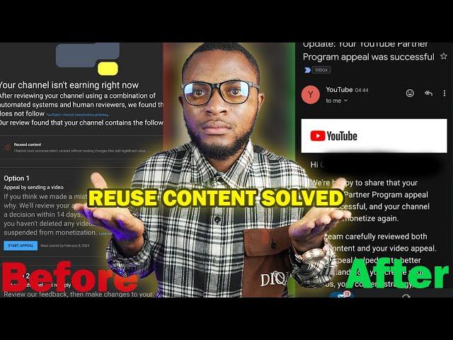 YouTube reused content monetization rejected problem solve in english