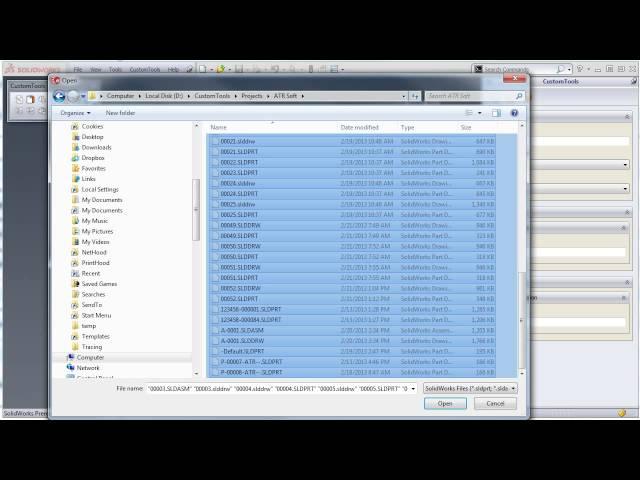 Importing SolidWorks files into the CustomTools database