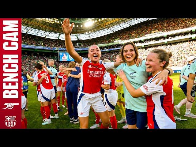  CHAMPIONS LEAGUE WINNERS! | Bench Cam | Arsenal vs Barcelona (1-0) | UWCL