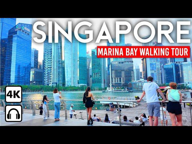 SINGAPORE  4K Walking Tour Marina Bay Sands & Downtown 2024