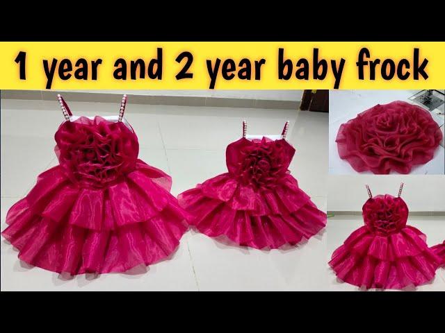 Beautiful organza frock for 1 and 2 year baby girl|| baby frock cutting and stitching