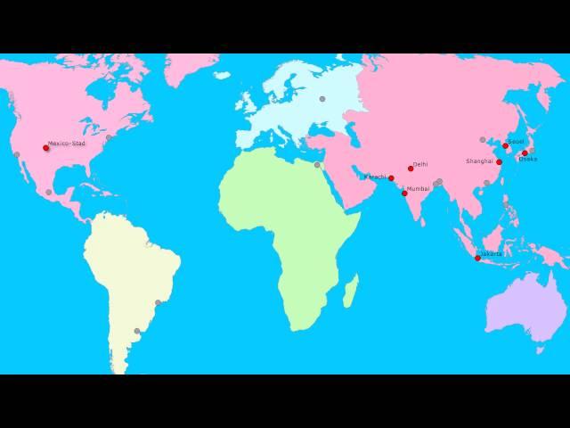 Topografie Wereld: grootste steden