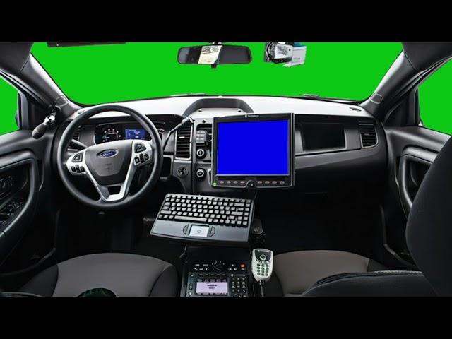 Police Car Interior Green Screen Footage 4K