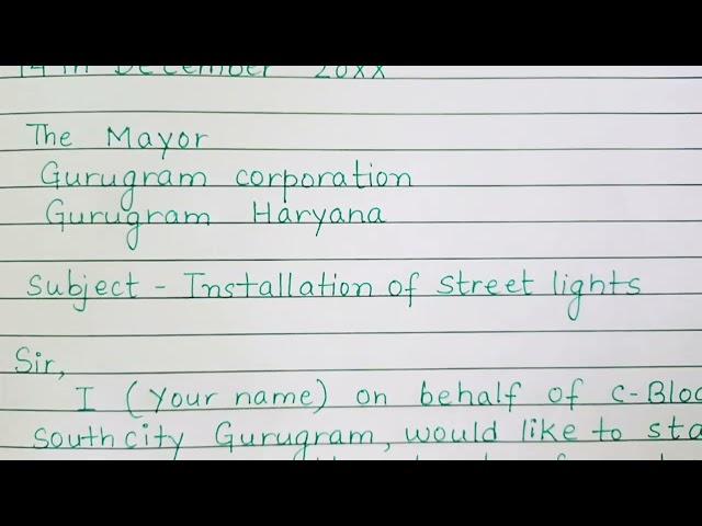 Letter to municipality to provide street lights in your area || letter to municipal corporation