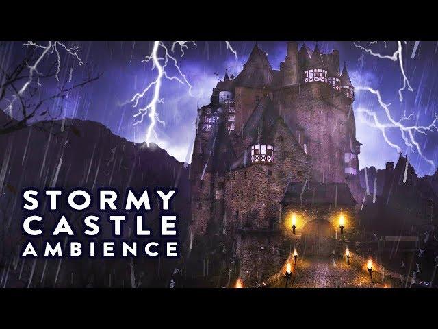 Haunted Castle Halloween Ambience - Relaxing Rain and Thunderstorm Sounds