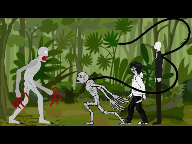 SCP-096 vs The Rake, SLENDERMAN and Jeff the killer - Drawing cartoons 2 animation