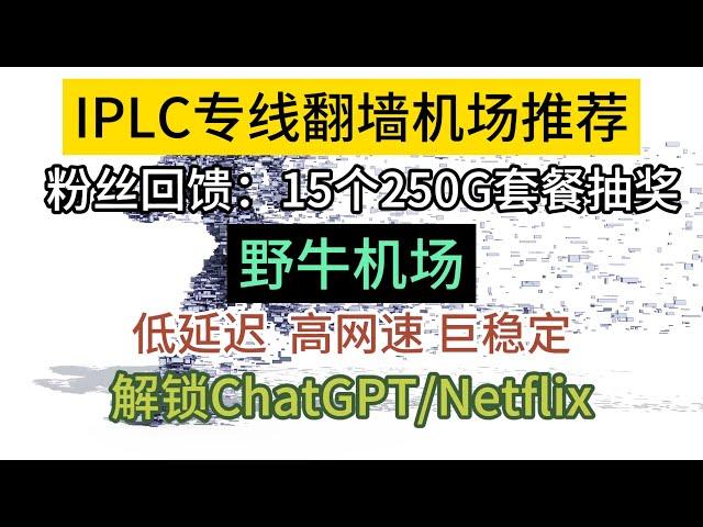 【野牛机场】老牌IPLC专线优质机场，低延迟、高网速，解锁ChatGPT、Netflix等流媒体！