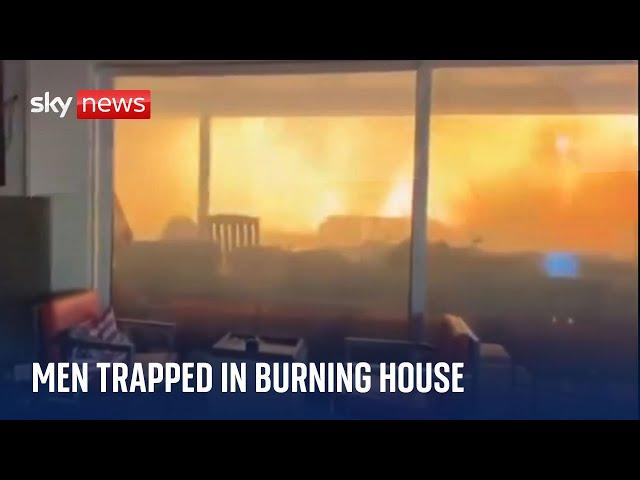 Man films flames surrounding his home in Los Angeles