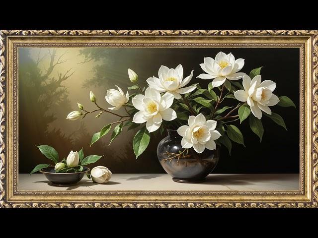 16 Framed Flower Vases Paintings |  8 Hours of Relaxing Jazz | 4K TV Wallpapers