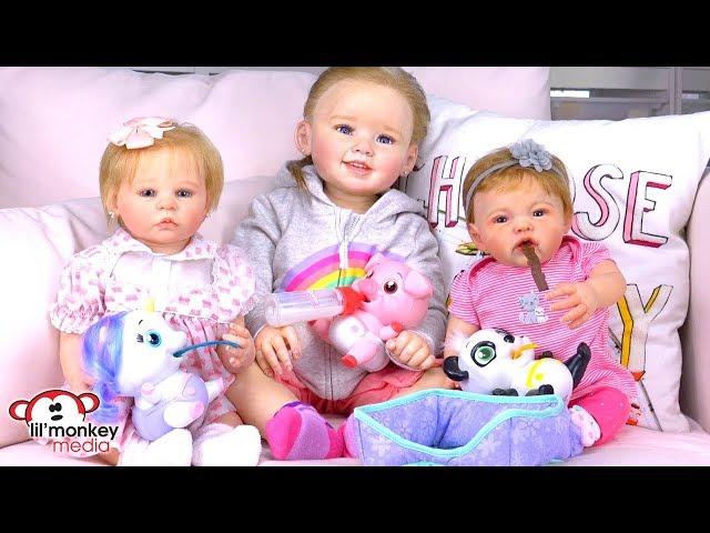 My Reborns!  Munchkinz Surprise for Toddler Julie and baby Adeline and Everly!