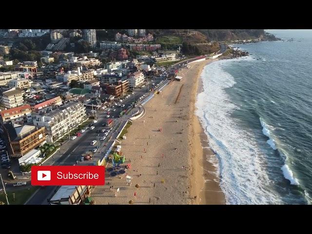 4K 2022 Reñaca Main Beach, Summer Drone View