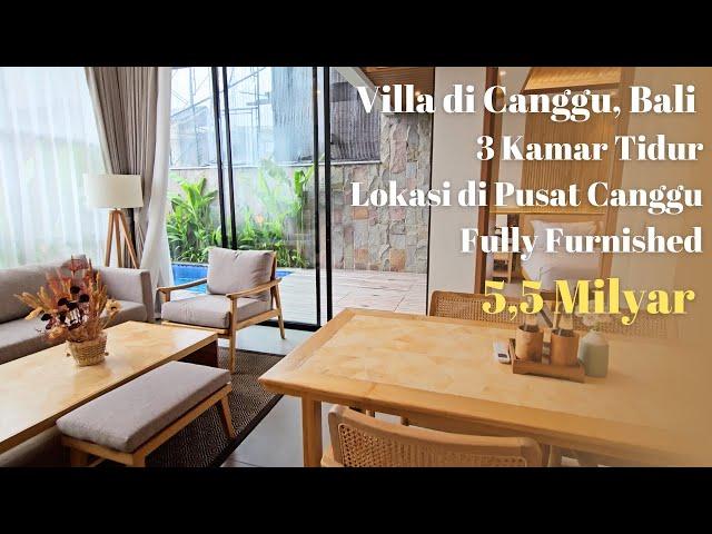 Villa dijual di Canggu Bali, Lokasinya Berada di Tengah Keramaian Canggu, 3 Kamar, Fully Furnished.