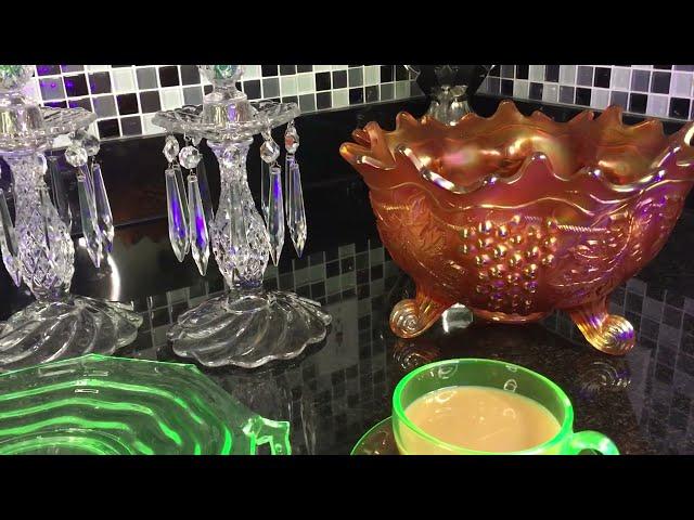 Fancy Depression Glass, Uranium and Bobeche Bling!