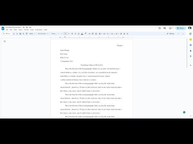 Formatting a paper in MLA using Google Docs 2023