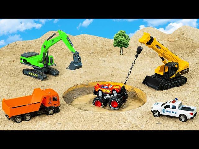 Construction Vehicle Rescue Mc Queen Car Toys From The Mud | Toys Car Funny Story | Diy Mini Tractor