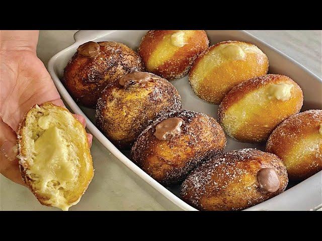Extremely Soft and Creamy! Why didn't I know this recipe! Custard Cream Donuts (Vanilla & Chocolate)