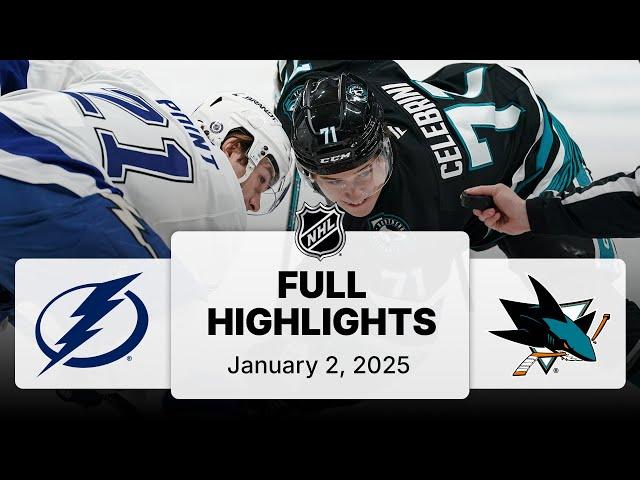 NHL Highlights | Lightning vs. Sharks | January 02, 2025