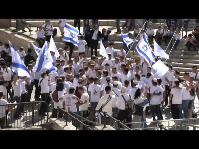 Jewish nationalists gather near Damascus Gate on Jerusalem Day | AFP