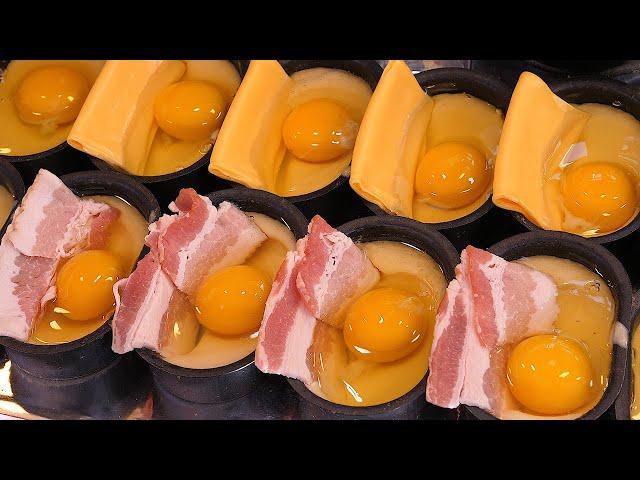 egg bread with bacon - korean street food