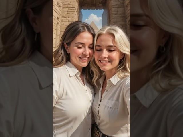 Two mature women kiss in a selfie in Egypt  #lesbian #kiss #lgtb #selfie