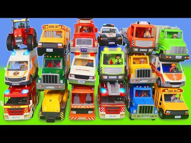 Excavator, Fire Truck, Police Cars, Garbage Trucks, Tractor Toy Vehicles for Kids