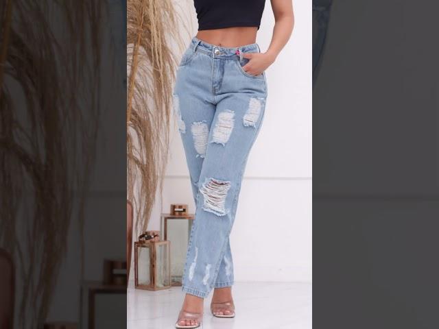 Calça Jeans Feminina Mom com Bolsos e Cintura Alta #achadinhos #modafeminina #shein