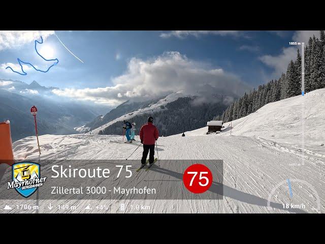 Skiing Mayrhofen - Ski Slope 75 - Skiroute to Eggalm | Zillertal 3000 | With GPS Telemetry
