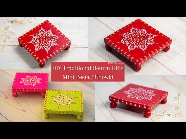 Traditional Return Gift Ideas | Varalakshmi pooja 2021 | Mini  Pooja Peeta | Mini Pooja Chowki