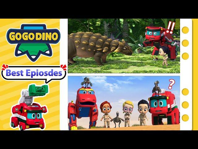 Best Dino Firefighter Rescues w/ Anky & Velociraptors, Ankylosaurus, Mononykus | Cartoon | GOGODINO