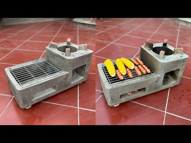 Creative Ideas To Make A Two in One Wood Stove From Old Styrofoam Box and Cement