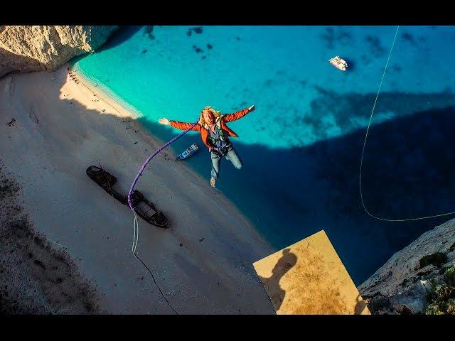 600 foot Insane Rope Swing over SHIPWRECK!!! - in Greece in 4K! | DEVINSUPERTRAMP