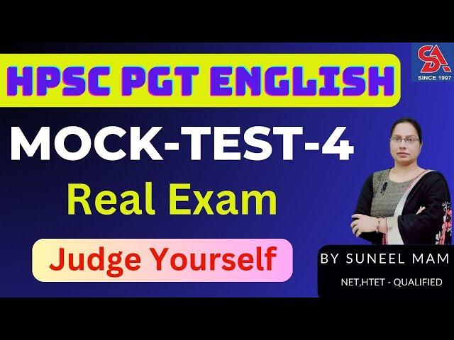 HPSC PGT ENGLISH -2023 I MOCK -TEST -4 I Real Exam I Judge Yourself #hpscpgt