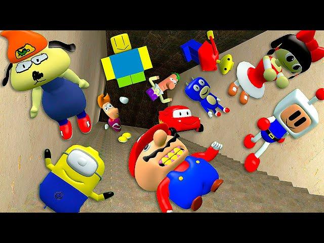  STAIRS ALL SANIC 3D MEME V11 CLONES MEMES ULTIMATE CHARATERS FAMILY SPARTAN KICKING in GMOD !