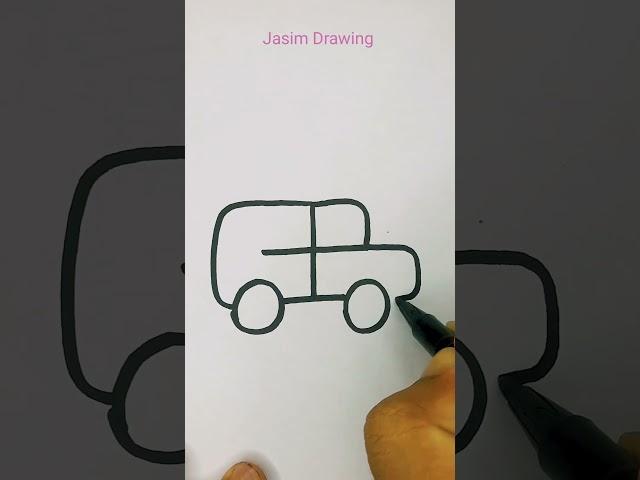 Draw a car using “O+O” #Trick #art #jasimdrawing