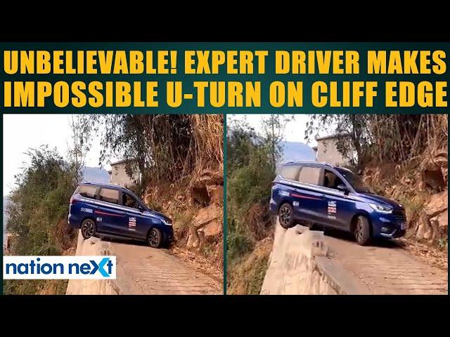 Unbelievable! Expert driver makes impossible U-turn on cliff edge
