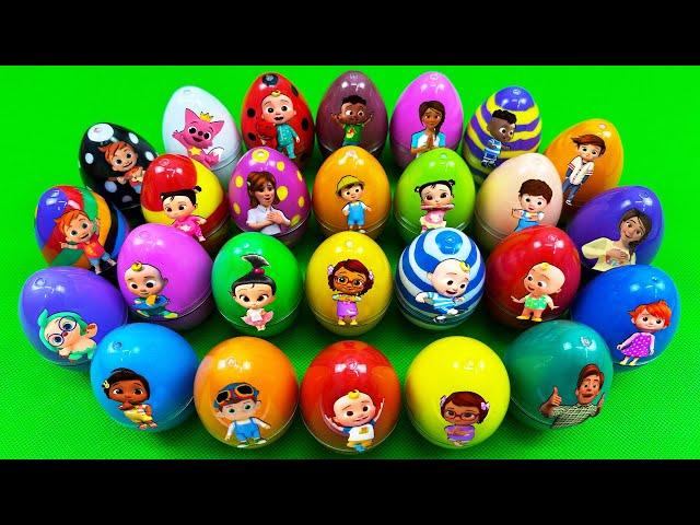 Rainbow SLIME: Looking Pinkfong, Cocomelon, Numberblocks, Alphablocks Dinosaur Eggs Coloring! ASMR