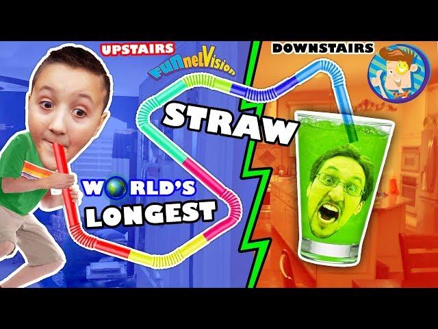 LAZY KID BUILDS WORLD'S LARGEST DRINKING STRAW! No Exercise 4 Us! FUNnel Vision Project Vlog