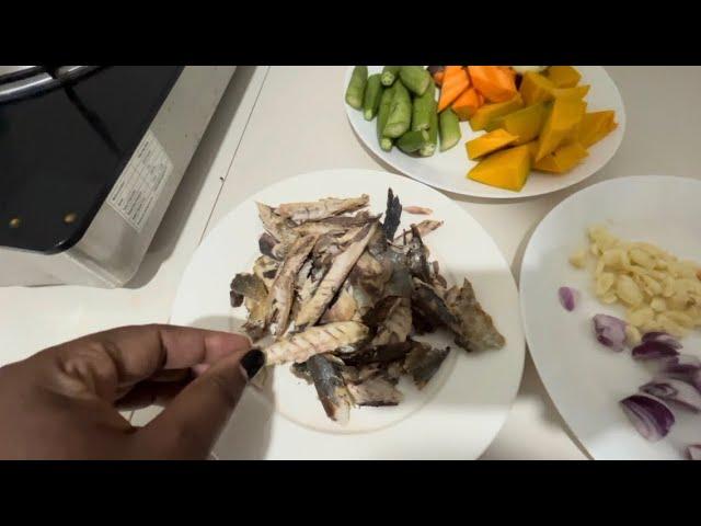 HOW I COOKED FIRED FISH ,VEGETABLES MIXED WITH MONGGO