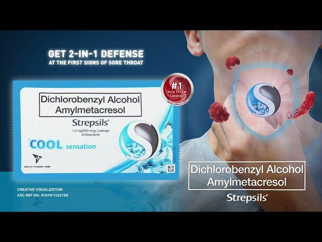 Get 2-in-1 Defense with Dichlorobenzyl Alcohol, Amylmetacresol (Strepsils)