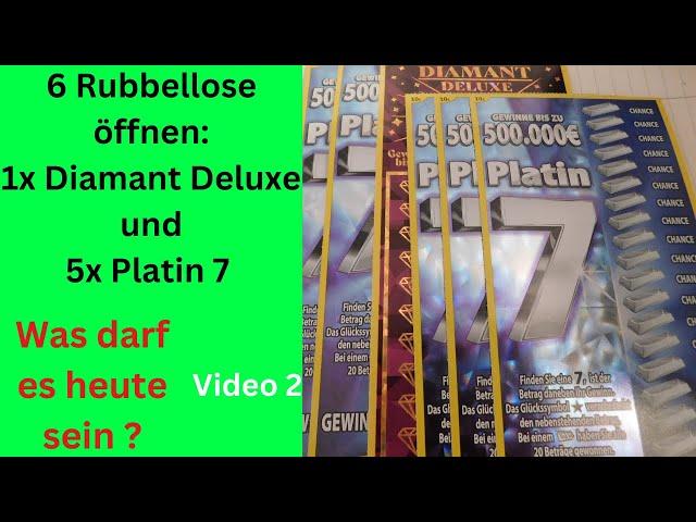 5x Platin 7 und 1x Diamant Deluxe Rubbellose geöffnet Video 2