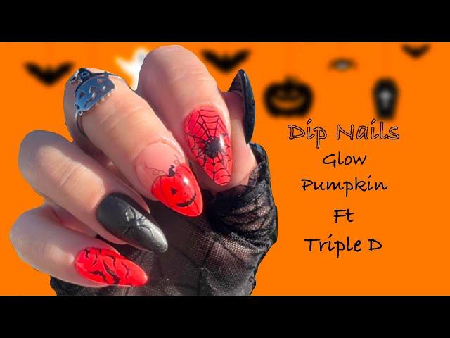 Dip Nails l Glow Pumpkin Color Block l ft Triple D