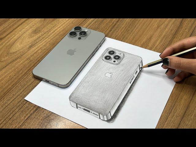 3D drawing iphone 15 pro max: How to draw 3D iPhone 15 Pro Max, easy iPhone15 Pro Max