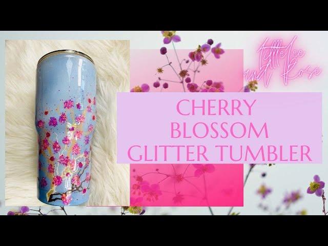 DIY Glitter Tumbler Cherry Blossoms | epoxy ideas