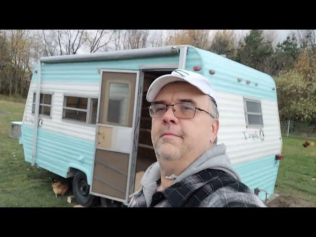 completed camper renovation to chicken coop