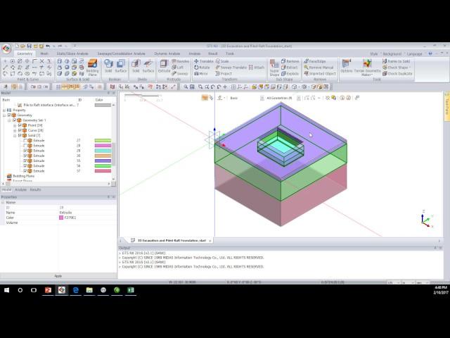 Excavacion y cimentacion en 3D con midas GTS NX