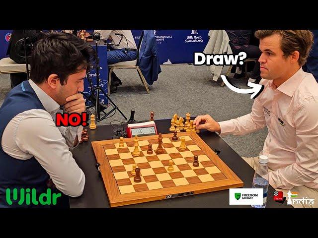 When you Refuse Magnus Carlsen's Draw Offer | Carlsen vs Vakhidov | World Blitz 2023 Round 2