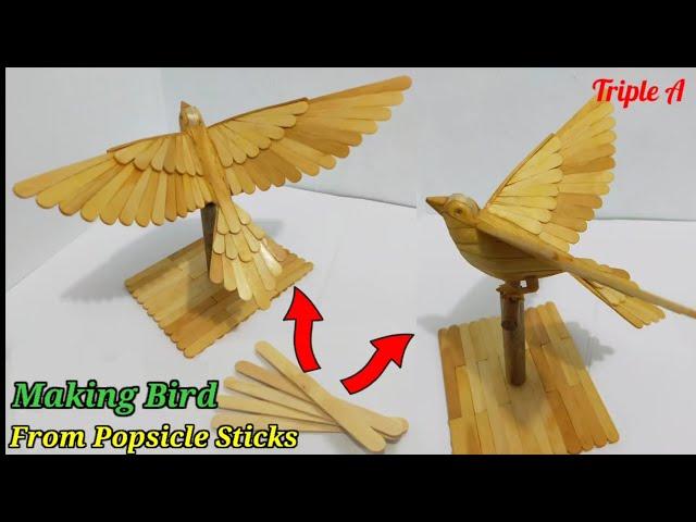 Making Bird from Popsicle sticks. DIY